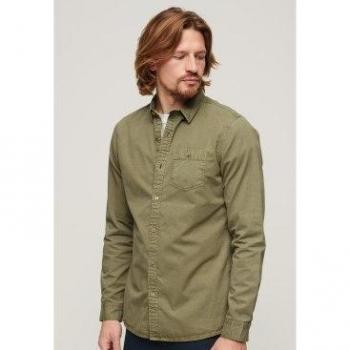 Camisa de Hombre Superdry Merchant Store Verde Kaki Manga Larga Talla L