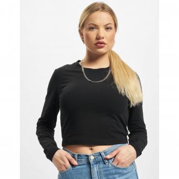 Urban Classics Women's Organic Cropped Longsleeve Black Shirt