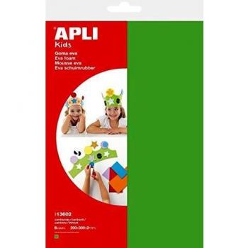 APLI Kids 13602- Goma EVA color verde, formato A4, 5 hojas