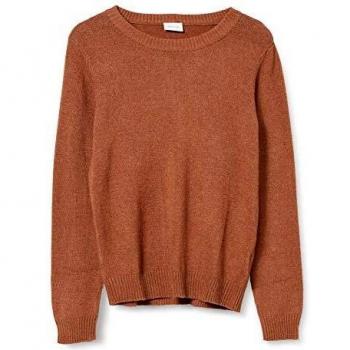 Vila Viril L/s O-Neck Knit Top-Noos Suéter, Cuero Crudo/Detalle: Melange, L para Mujer