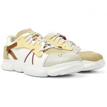 CAMPER Twins Sneakers for Men - White, Grey, Beige, Size 42, Smooth Leather/Cotton Fabric