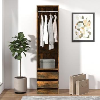 Armario con cajones de contrachapado en roble ahumado, dimensiones 50x50x200 cm, fabricado en madera multicapa
