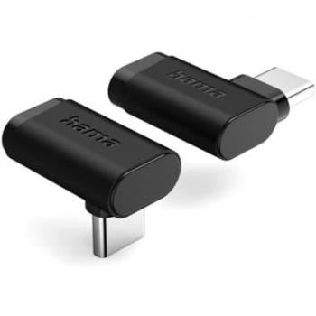 Adaptador USB-C Angulado 90° Hama - Set de 2 - USB 3.2 Gen2, 10 Gbit/s, 5 A, hasta 240 W, Negro