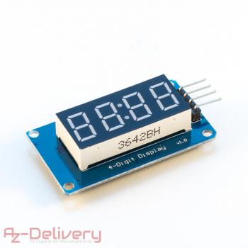 AZDelivery 4 Digitos 7-Segmentos Digital Tube TM1637 LED Display Modulo con Clock Display Compatible con Arduino y Raspberry Pi con E-Book Incluido!