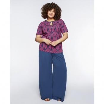 Pantalón ancho de mujer de punto elástico con cordón de ajuste