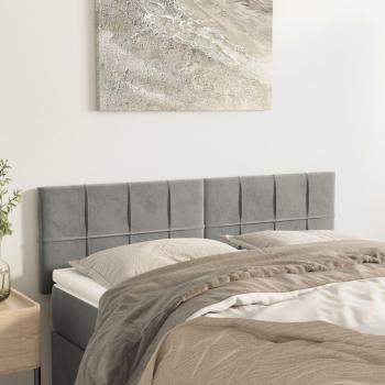 Cabeceros de terciopelo gris claro - 2 unidades - 72x5x78/88 cm