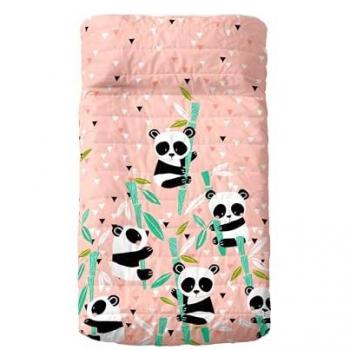 Colcha Cuna Rosa Panda Moshi Moshi 100 x 130 cm, 100% Algodón Exterior, 100% Poliéster Relleno, Calidad 150