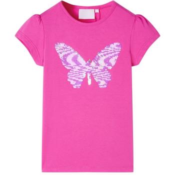 Camiseta infantil de manga casquillo rosa oscuro 140