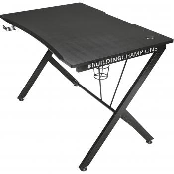 Trust Mesa Gaming Dominus GXT 711 Ergonómico, Soporte para Vasos y Auriculares, Sistema de Gestión de Cables - Escritorio Gaming 115 x 75 x 76 cm - Negro