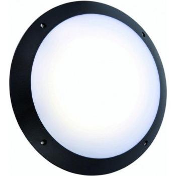 Aplique LED integrado para microondas exteriores Saxby Seran, color negro mate con textura, difusor de ópalo, clasificación IP65