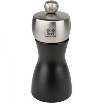 Molino de Pimienta Manual Peugeot Fidji 12 cm, Madera de Haya y Acero Inoxidable, Color Negro Mate