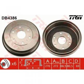 Tambor de freno TRW DB4386, 1 pieza