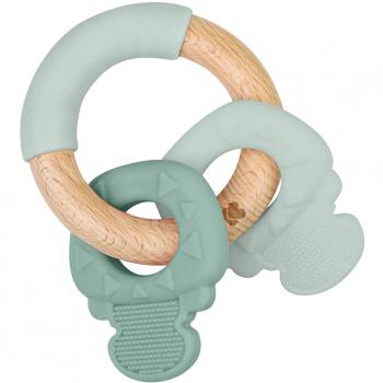 Mordedor de silicona y madera Keys Menta - Mordedor, material de silicona y madera, color menta, diseño en forma de llaves, apto para bebés