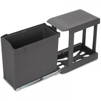 Contenedor de reciclaje para cocina Emuca, 1 x 30l, fijación inferior y extracción automática, acero y plástico, gris antracita
