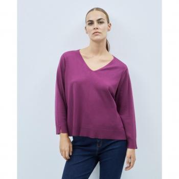 Jersey de punto con cuello pico mujer Couchel
