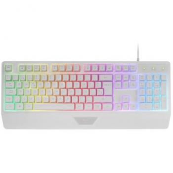 Teclado Gaming Ergonómico H-Mech Mars MK124 con Reposamuñecas, Iluminación FRGB Rainbow y Antighosting, Multiplataforma, Idiomas Español, Francés o Portugués - Negro o Blanco