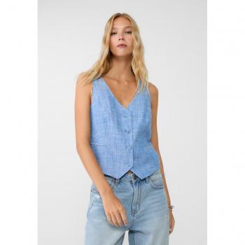 Royal Blue Linen Blend Short Waistcoat XL