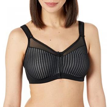 Beauty Stripe Front Fastening Minimizer Bra - Black/Grey 36D