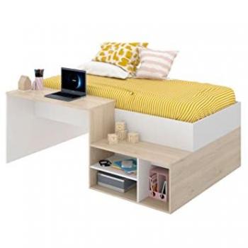 Cama Juvenil Prisma con Escritorio y Estantes 195 x 134 x 72 cm