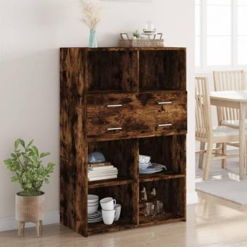 Aparador de roble ahumado 80x42,5x124 cm madera multicapa Vidaxl Marrón