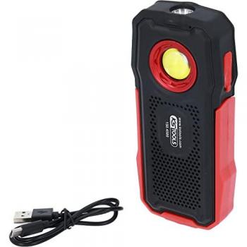 Lámpara de mano móvil para taller KS Tools 150.4500, 500 lúmenes, con altavoz Bluetooth, articulada, función POWERBANK
