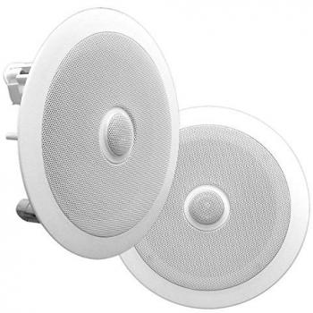 Pyle PDIC60 Home Ceiling Speaker System Wall Mount Speakers Pair of 2-Way Midbass Woofer Speaker - White