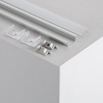 Perfil de Aluminio Empotrable con Tapa Continua para Tiras LED de hasta 12 mm - 2 m
