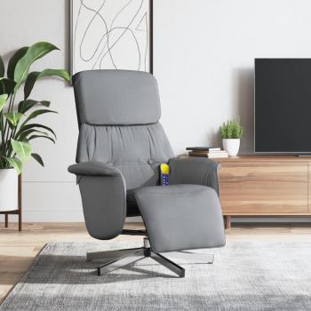 Sillón reclinable de masaje con reposapiés en tela gris claro Vidaxl