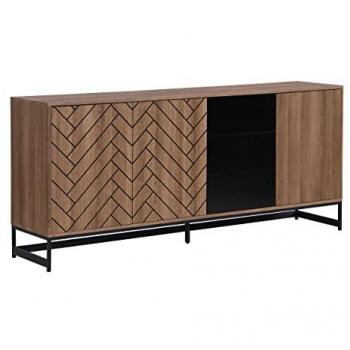 Aparador de 3 puertas y 3 cajones - MDF - Natural y negro - CARATANA