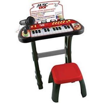 Teclado Musical Infantil con Taburete, Micrófono y 24 Canciones Pregrabadas