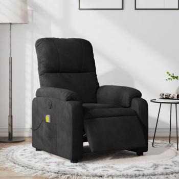 Sillón reclinable de masaje eléctrico de tela de microfibra en color marrón, gris claro y gris oscuro - vidaXL