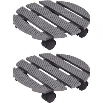 vidaXL Plant Trolleys 2 pcs Grey Ø30x7.5 cm WPC