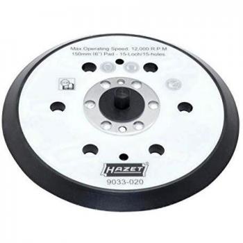 HAZET 9033-020 Plato lijador, diámetro de 200 mm, compatible con sistemas de lija autoadhesivos, fabricado en material resistente para un acabado suave y duradero