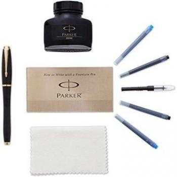 Parker Urbanite Matte Black with 23KT Gold Appointments Fountain Pen and Accessory Kit in Premium Corporate Gift Box, Medium Point by Parker