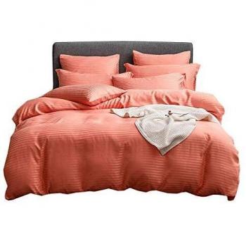 UMI Merryfeel Classic Satin Striped Duvet Cover Set,Brushed Soft Microfiber Bedding.