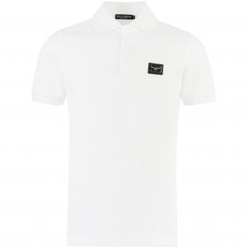 Dolce & Gabbana Men's Cotton-Piqué Polo Shirt in White | Size 52 | G8PL4TG7F2H Color W0800