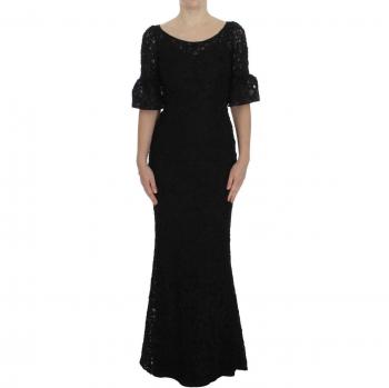 Dolce & Gabbana Black Floral Lace Long Bodycon Maxi Dress - IT40|S, Size: XS