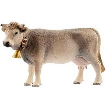 Schleich- Figura de Vaca Braunvieh con Cencerro, Color Marrón, 7,8 cm