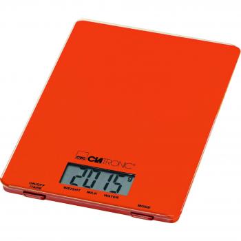 Clatronic KW 3626 - Báscula de Cocina Digital, 5 kg, Pasos 1 g, función Tara, Color Naranja