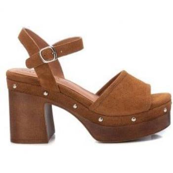 Sandalias de piel con tacón Carmela para mujer en color marrón