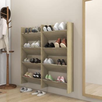 Zapatero de pared 4 piezas Sonoma Oak 60x18x60cm Madera multicapa