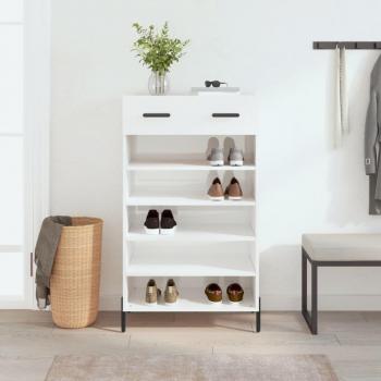 Zapatero blanco pulido 60x35x105 cm madera multicapa