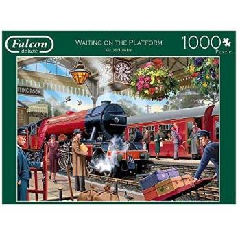 Waiting On The Platform Falcon 1000 Piece Jigsaw Puzzle by Victor McLindon