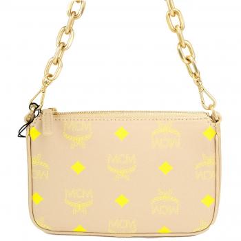 MCM Color Splash Logo Croissant Smooth Leather Mini Pouch Crossbody Handbag