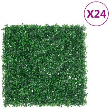 Valla de hojas de arbusto artificial 24 uds verde 50x50 cm