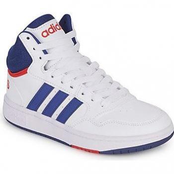 Zapatillas adidas Hoops Mid blancas y azul marino para niños - Talla 36