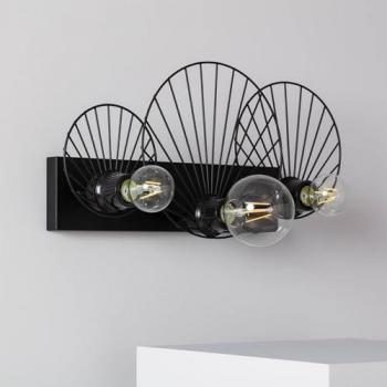 Aplique de Pared de Metal 3 Focos Kibanda Koto Negro para Decoración de Salón, Habitación y Dormitorio