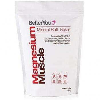 BetterYou Magnesium Muscle Mineral Bath Flakes | Pure, Clean, and Natural Source Magnesium Chloride Bath Flakes to Sooth Aching Muscles | Vegan & Palm-Oil Free | 1kg