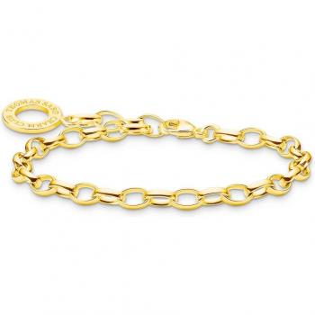 THOMAS SABO 18ct Gold Plated Oval Belcher Charm Bracelet X0031-413-39-L17 - Charm Bracelet, 18ct gold plated, oval belcher design, size 17cm, made of sterling silver and
