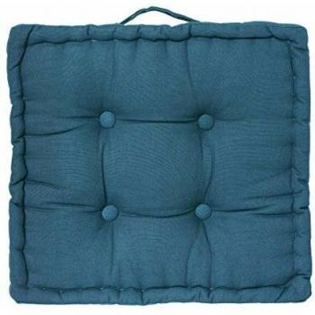 Cojín de suelo cuadrado 40 x 40 cm azul natural - Atmosphera Créateur d'Intérieur